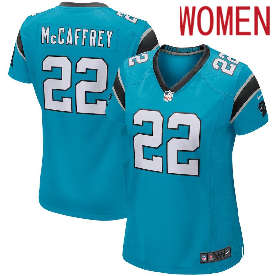 Women Carolina Panthers #22 Christian McCaffrey Nike Blue Game NFL Jersey->women nfl jersey->Women Jersey